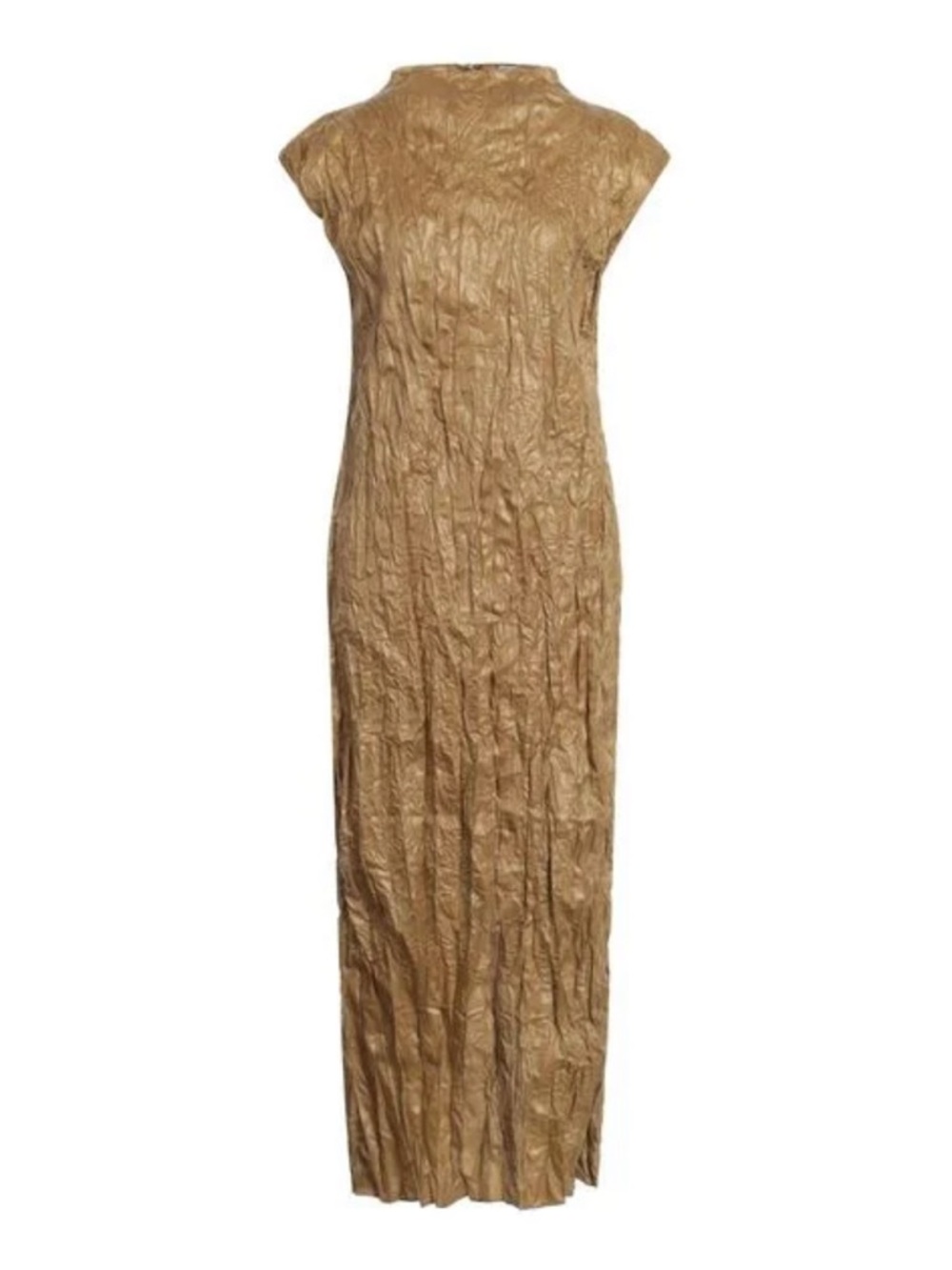 Acne Metallic Gold Crinkle Maxi Dress - Picture 4 of 9